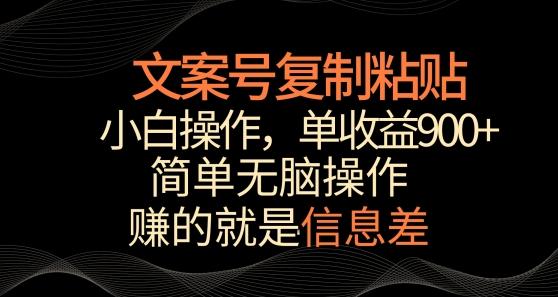 文案号掘金，简单复制粘贴，小白操作，单作品收益900+【揭秘】-179创客网
