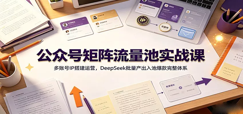 公众号矩阵流量池实战课：多账号IP搭建运营，DeepSeek批量产出入池爆款完整体系-179创客网
