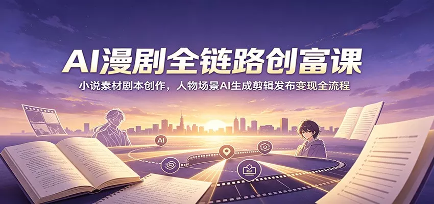 AI漫剧全链路创富课：小说素材剧本创作，人物场景AI生成剪辑发布变现全流程-179创客网