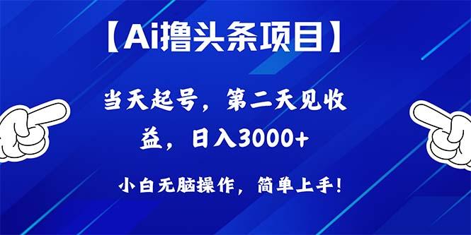 Ai撸头条，当天起号，第二天见收益，日入3000+-179创客网