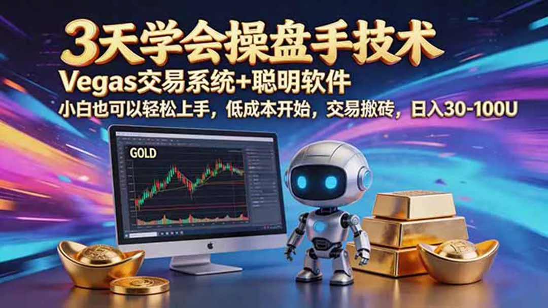 三天学会操盘手技术，vegas技术+聪明软件，小白也可以轻松上手，日入500+-179创客网