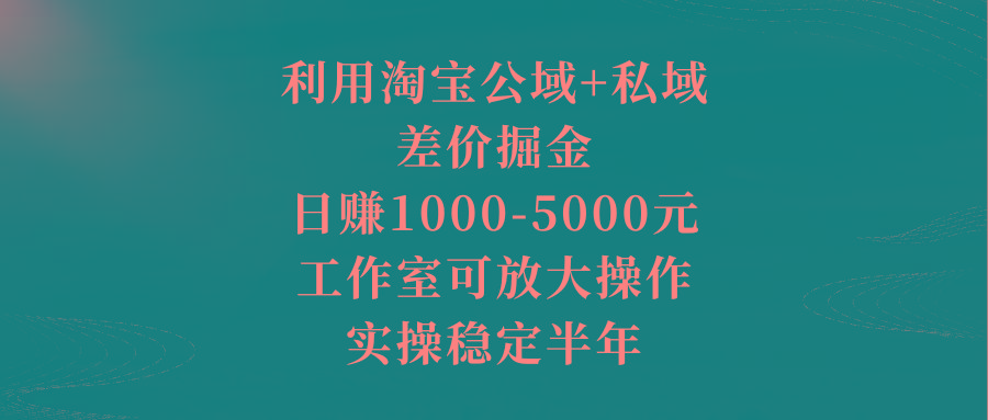 利用淘宝公域+私域差价掘金，日赚1000-5000元，工作室可放大操作，实操…-179创客网