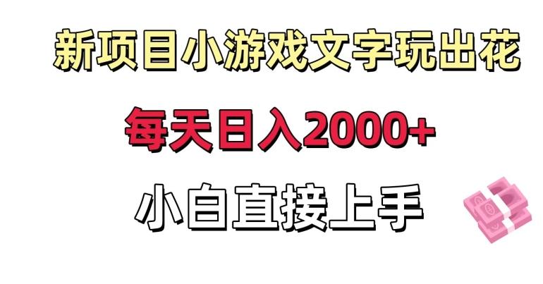 新项目小游戏文字玩出花日入2000+，每天只需一小时，小白直接上手【揭秘】-179创客网