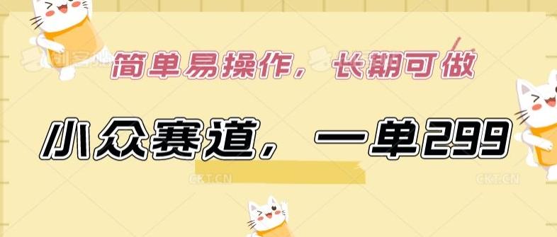 小众赛道，一单299.简单易操作，长期可做【揭秘】-179创客网