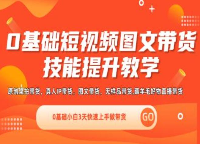 0基础短视频图文带货实操技能提升教学(直播课+视频课),0基础小白3天快速上手做带货-179创客网