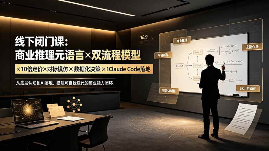 （19381期）线下闭门课：商业推理元语言×双流程模型×10倍定价×对标模仿×数据化决策×Claude Code落地，击穿认知盲区-179创客网