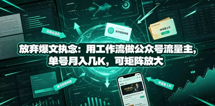 放弃爆文执念：用工作流做公众号流量主，单号月入几K，可矩阵放大-179创客网