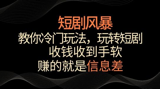 短剧风暴，教你冷门玩法，玩转短剧，收钱收到手软【揭秘】-179创客网