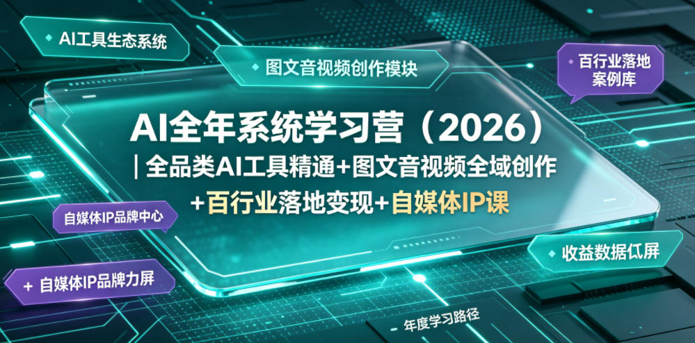AI全年系统学习营（2026）｜全品类AI工具精通+图文音视频全域创作+百行业落地变现+自媒体IP打造年度进阶大课-179创客网
