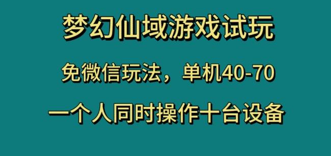 梦幻仙域游戏试玩，免微信玩法，单机40-70，一个人同时操作十台设备【揭秘】-179创客网