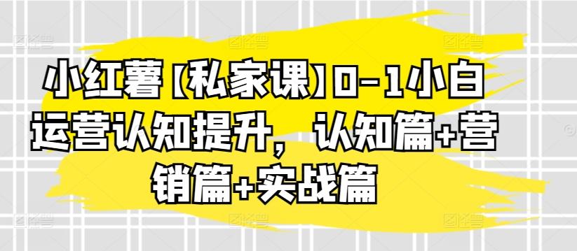 小红薯【私家课】0-1小白运营认知提升，认知篇+营销篇+实战篇-179创客网