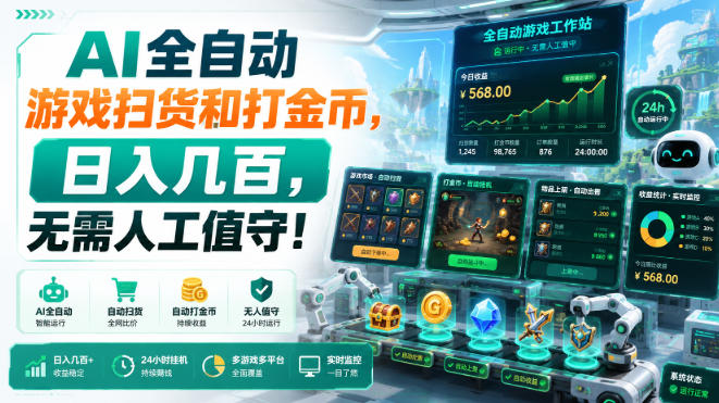 AI全自动游戏扫货和打金币，日入几百，无需人工值守！【揭秘】-179创客网