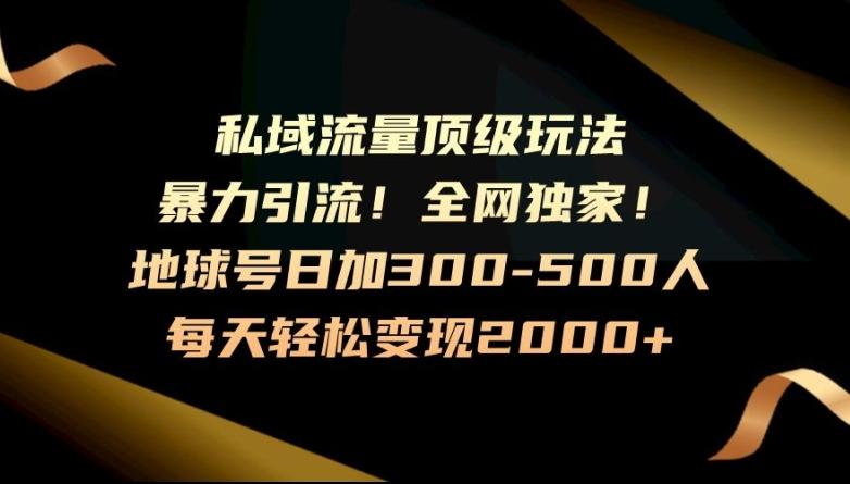 暴力引流，全网独家，地球号日加300-500人，私域流量顶级玩法，每天轻松变现2000+-网创资源