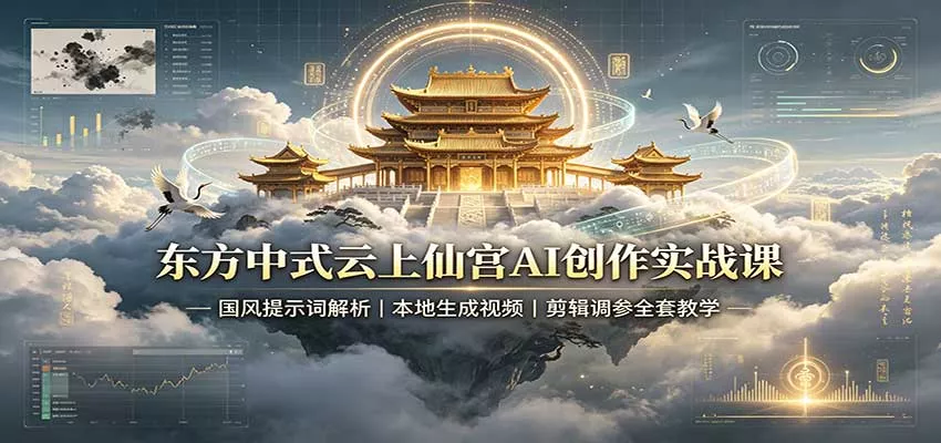 东方中式云上仙宫AI创作实战课：国风提示词解析，本地生成视频，剪辑调参全套教学-179创客网