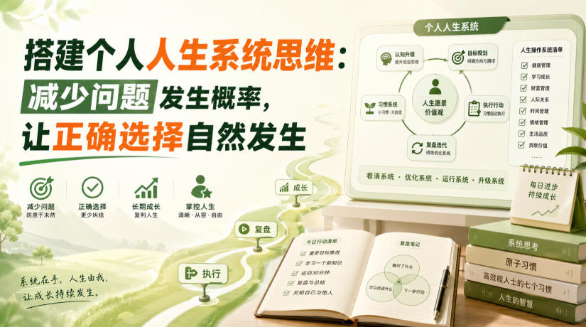 付费文章：搭建个人人生系统思维：减少问题发生概率，让正确选择自然发生-179创客网