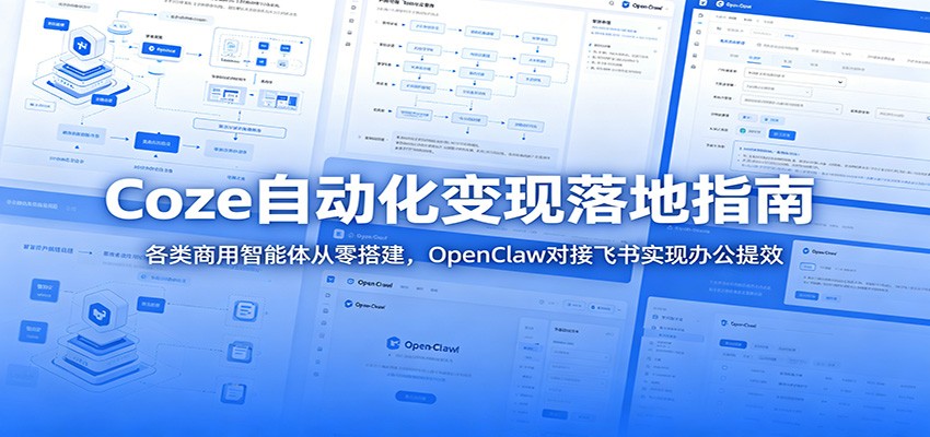 Coze自动化变现落地指南：各类商用智能体从零搭建，OpenClaw对接飞书实现办公提效-179创客网