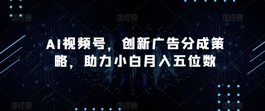 AI视频号，创新广告分成策略，助力小白月入五位数【揭秘】-179创客网