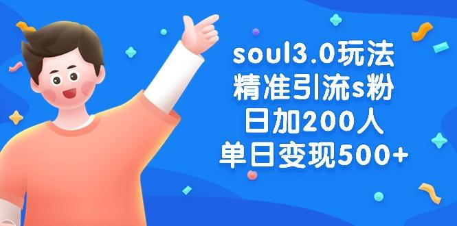 soul3.0玩法精准引流s粉，日加200人单日变现500+-网创资源