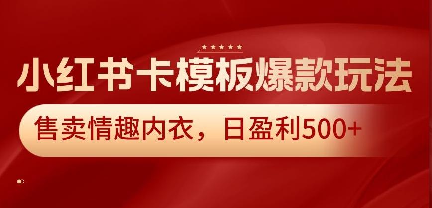 小红书卡模板爆款玩法，售卖情趣内衣，日盈利500+【揭秘】-179创客网