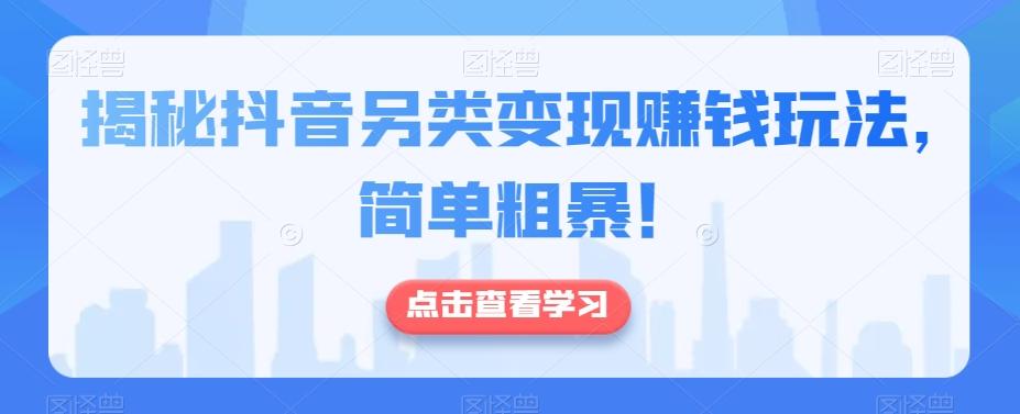 揭秘抖音另类变现赚钱玩法，简单粗暴！-179创客网