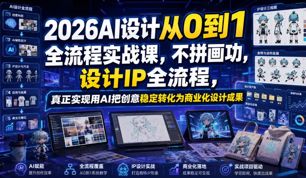 2026AI设计从0到1全流程实战课，不拼画功，设计IP全流程，真正实现用AI把创意稳定转化为商业化设计成果-179创客网