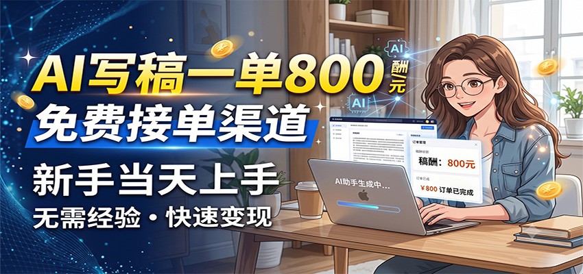 AI写稿一单800，免费接单渠道，一单一结几十到上千，新手当天上手-179创客网