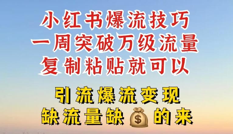 小红书爆流技巧，一周突破万级流量，复制粘贴就可以，引流爆流变现【揭秘】-179创客网