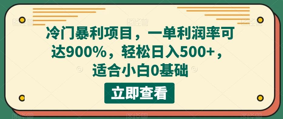 冷门暴利项目，一单利润率可达900%，轻松日入500+，适合小白0基础-179创客网