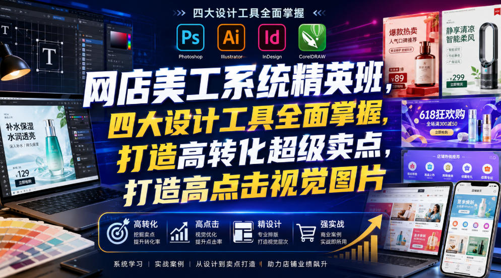 网店美工系统精英班，四大设计工具全面掌握，打造高转化超级卖点，打造高点击视觉图片（2026年7月）-179创客网