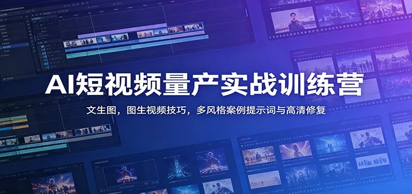 AI短视频量产实战训练营：文生图，图生视频技巧，多风格案例提示词与高清修复-179创客网