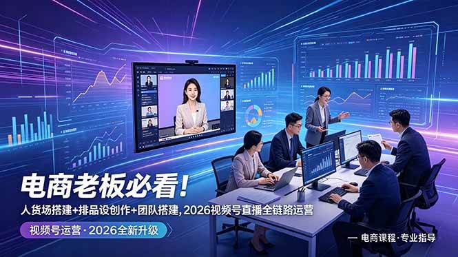 （18845期）电商老板必看！人货场搭建+排品设计+素材创作+团队搭建，2026视频号直播全链路运营-179创客网