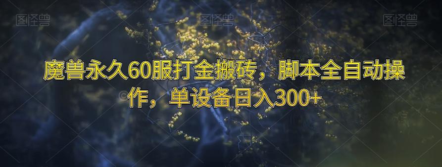 魔兽永久60服打金搬砖，脚本全自动操作，单设备日入300+【揭秘】-179创客网