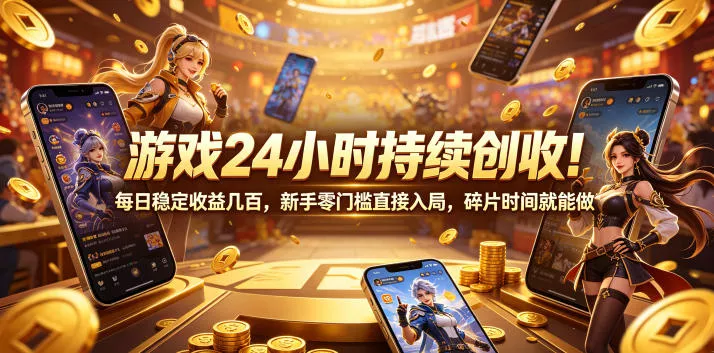 游戏24小时持续创收！每日稳定收益几百，新手零门槛直接入局，碎片时间就能做【揭秘】-179创客网