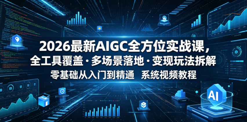 2026最新AIGC全方位实战课，全工具覆盖・多场景落地・变现玩法拆解，零基础从入门到精通系统视频教程-179创客网