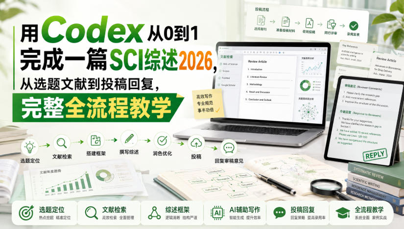 用Codex从0到1完成一篇SCI综述2026，从选题文献到投稿回复，完整全流程教学-179创客网