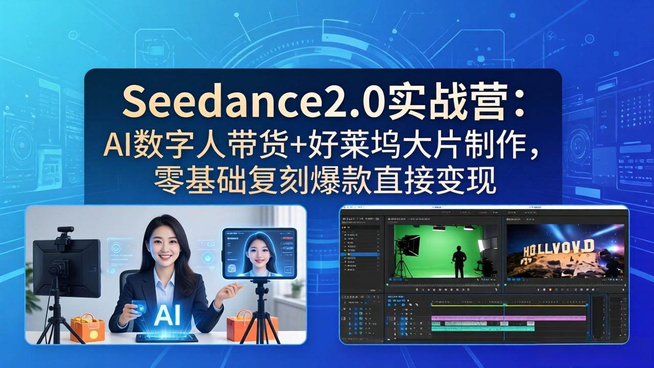 （18238期）Seedance2.0实战营：AI数字人带货+好莱坞大片制作，零基础复刻爆款直接变现-179创客网