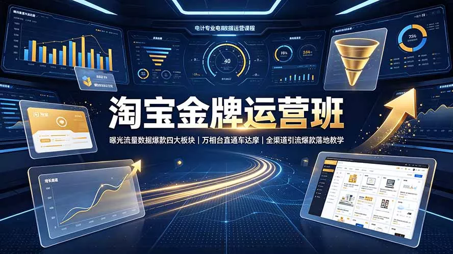 淘宝金牌运营班-7月：曝光流量数据爆款四大板块｜万相台直通车达摩｜全渠道引流爆款落地教学-179创客网