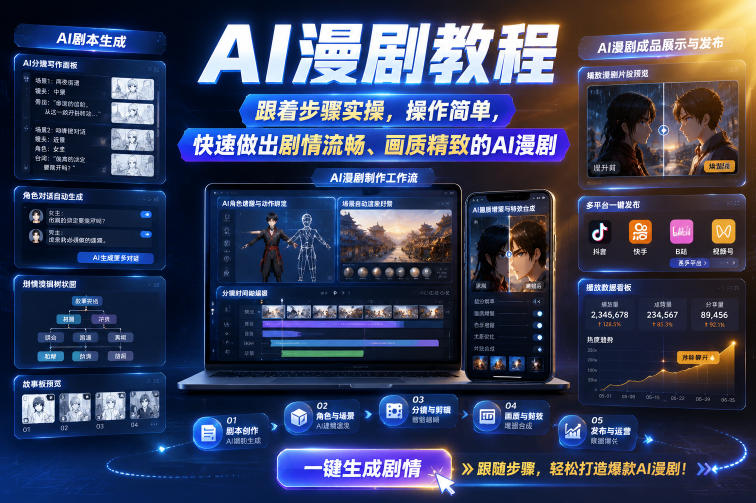 AI漫剧教程，跟着步骤实操，操作简单，快速做出剧情流畅、画质精致的AI漫剧-179创客网