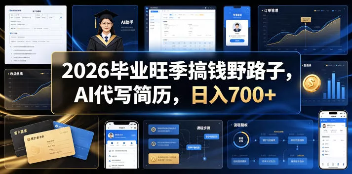 2026毕业旺季搞钱野路子，AI代写简历，日入700+【揭秘】-179创客网