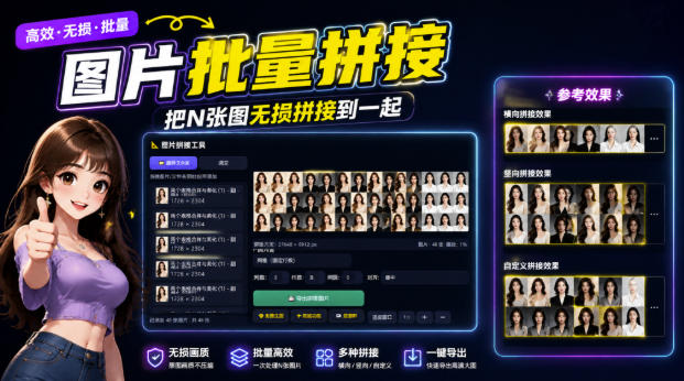 图片批量拼接，把N张图无损拼接到一起，支持横向、竖向、自定义等功能-179创客网