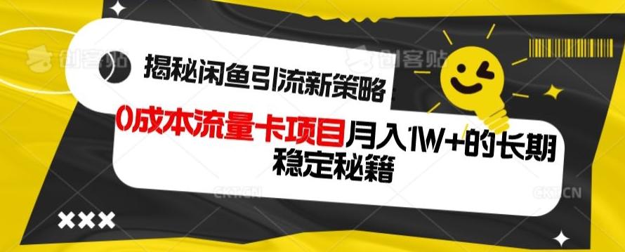 揭秘闲鱼引流新策略：0成本流量卡项目，月入1W+的长期稳定秘籍-179创客网