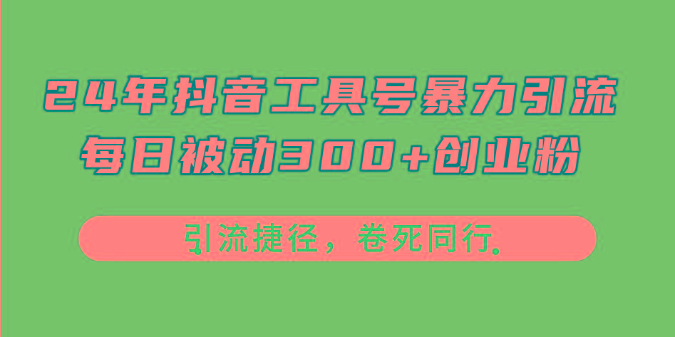 24年抖音工具号暴力引流，每日被动300+创业粉，创业粉捷径，卷死同行-179创客网