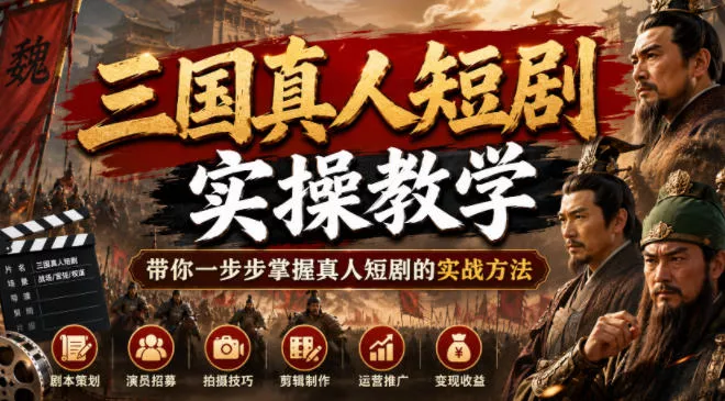 三国真人短剧实操教学，带你一步步掌握真人短剧的实战方法-179创客网