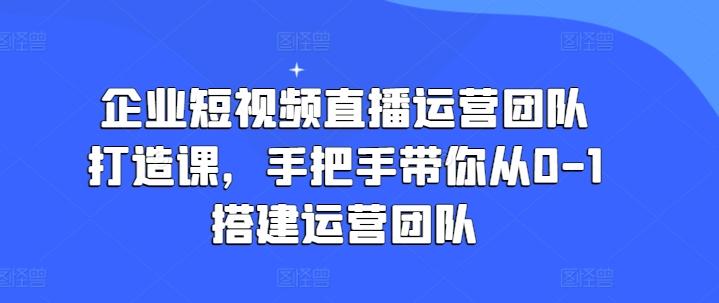 企业短视频直播运营团队打造课，手把手带你从0-1搭建运营团队-179创客网