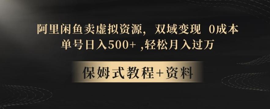 阿里闲鱼卖虚拟资源，双域变现，0成本，日入500+，轻松月入过万-179创客网