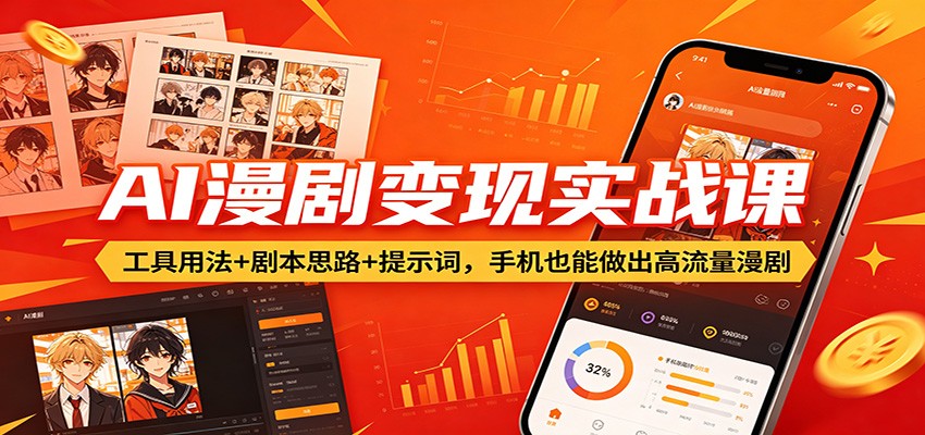 AI漫剧变现实战课：工具用法+剧本思路+提示词，手机也能做出高流量漫剧-179创客网