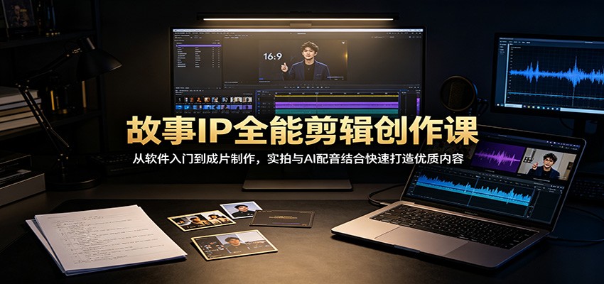 故事IP全能剪辑创作课：从软件入门到成片制作，实拍与AI配音结合快速打造优质内容-179创客网