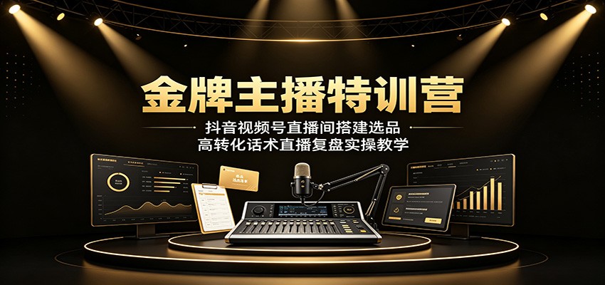 金牌主播特训营：抖音视频号直播间搭建选品，高转化话术直播复盘实操教学-179创客网