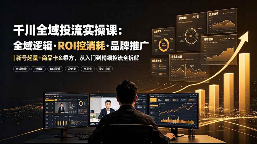 （19249期）千川全域投流实操课：全域逻辑·ROI控消耗·品牌推广｜新号起量+商品卡&乘方，从入门到精细控流全拆解-179创客网
