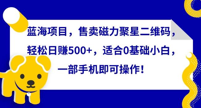 蓝海项目，售卖磁力聚星二维码，轻松日赚500+，适合0基础小白，一部手机即可操作【揭秘】-179创客网